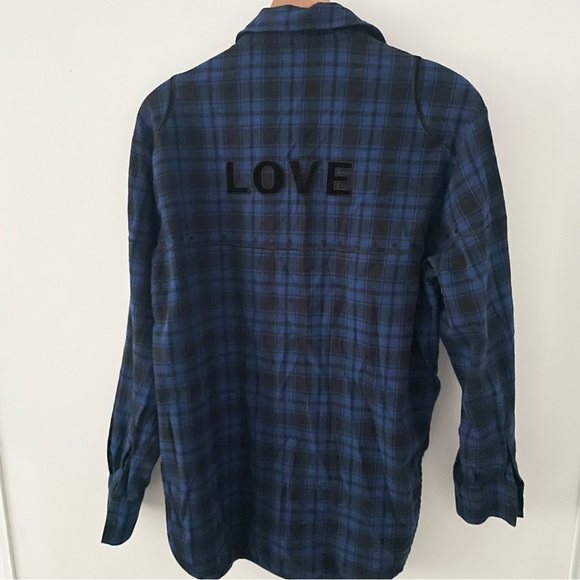 Maje Cebel Embroidered Plaid Love Button-Down Shirt size 1 - Picture 7 of 11